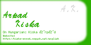 arpad kiska business card